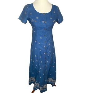 Vintage 90s Denim Maxi Dress with Flowers